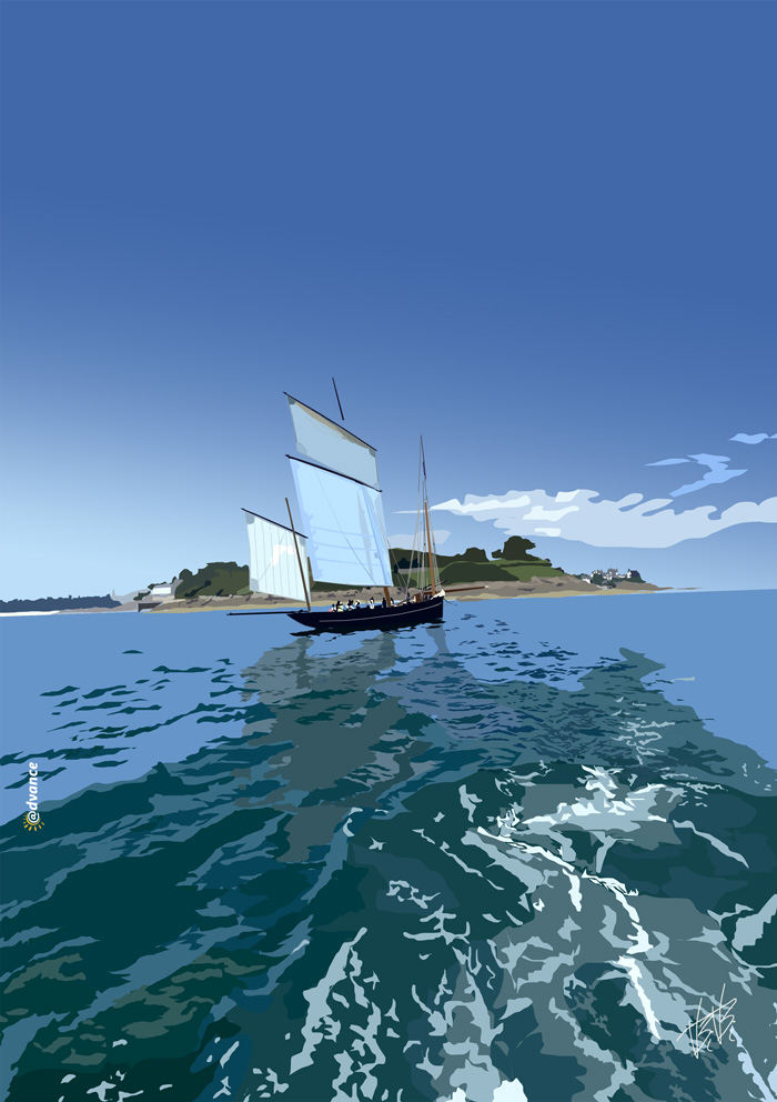  la BISQUINE, LA CANCALAISE, EN BAIE DE SAINT-MALO