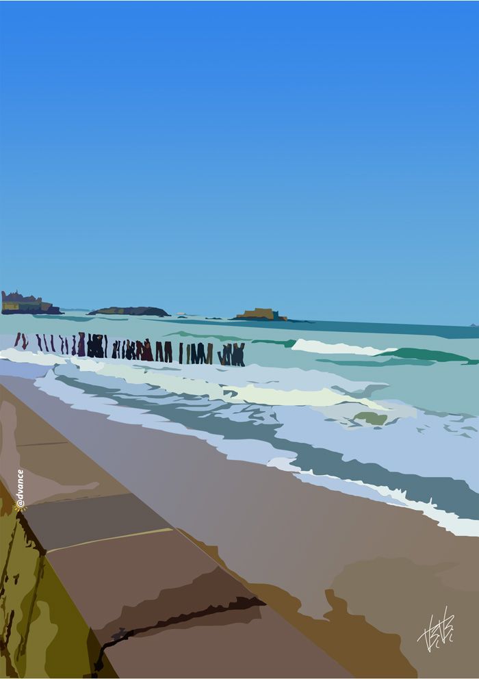LES BRISES LAMES SUR LA PLAGE DES SILLONS À SAINT-MALO